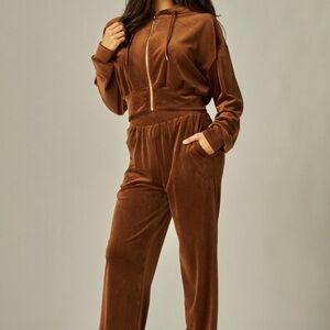 Brown Velour Women's Jumpsuit